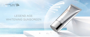 Legend Age Whitening Sunscreen is a 3 in 1 product: (high SPF 50+, PA+++ ) double protection sunblock, brighten and nourish skin